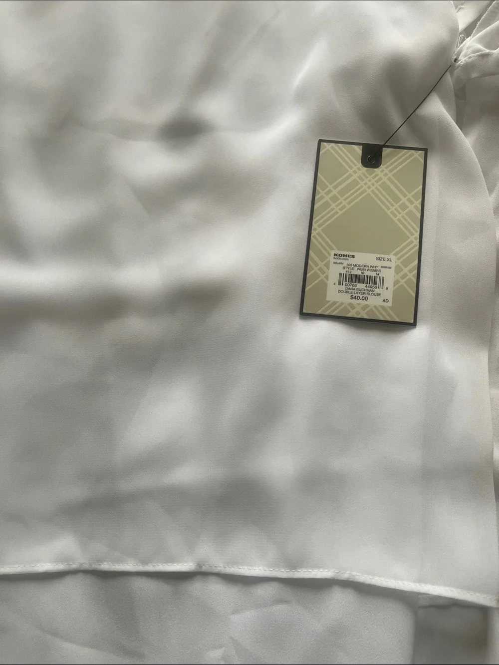 Dana Buchman White Layered Chiffon Sleeve Top